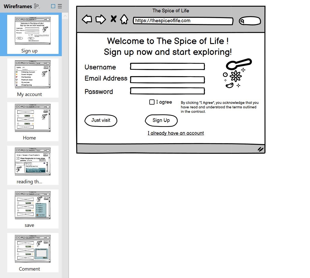 Create a website prototype using Balsamiq